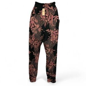 Anthropologie Navy and Pink Floral Joggers Sz small buttery soft workout yoga
